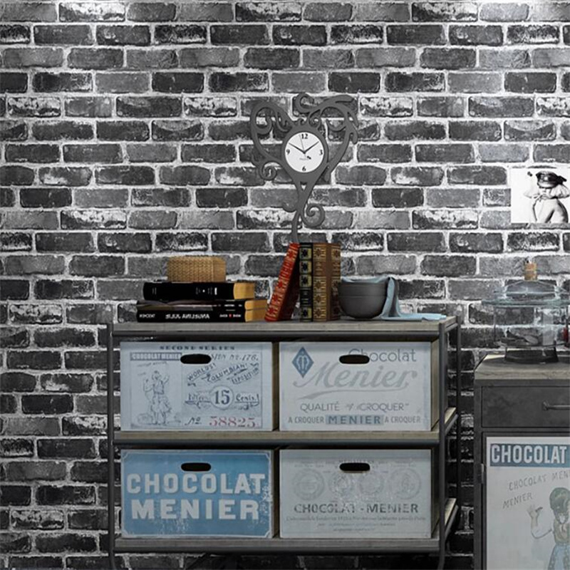Commercial Wallpaper Printing - วอลเปเปอร์ลายอิฐแดงวินเทจแบบมีกาวในตัว กันน้ำ กันความชื้น สำหรับใช้ในเชิงพาณิชย์
