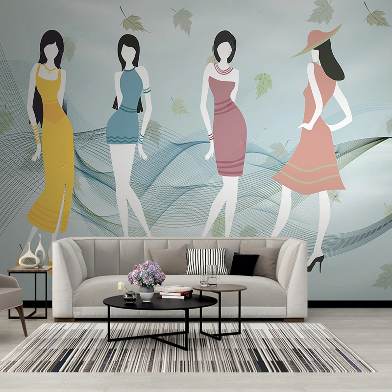 Commercial Wallpaper Printing - ที่กําหนดเองภาพจิตรกรรมฝาผนังโมเดิร์น fFresh ช้อปปิ้ง Commercial ร้านเสื้อผ้าพื้นหลังวอลล์เปเปอร์ Papel