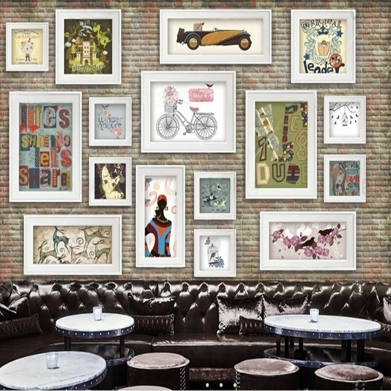 Commercial Wallpaper Printing - ภาพวาดตกแต่งสไตล์ย้อนยุค ผนังภาพถ่าย ห้องรับประทานอาหาร บาร์ งานเชิงพาณิชย์ ทีวี