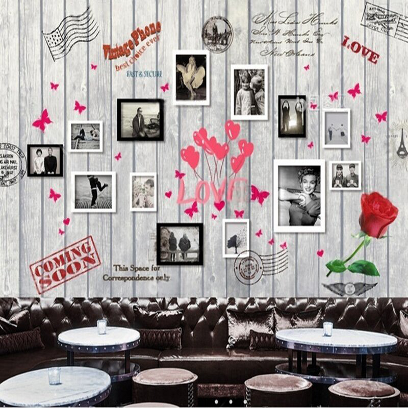 Commercial Wallpaper Printing - ภาพลายไม้รูปหัวใจสไตล์ยุโรปและอเมริกา ของตกแต่งบ้านหรูหรา ตกแต่งห้องนอน ตกแต่งพื้นหลังผนังเชิงพาณิชย์