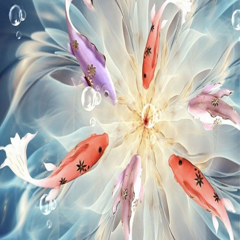 ภาพตกแต่งผนังลายปลาและนกยูงแบบ - Commercial Wallpaper Printing บทวิจารณ์และราคา