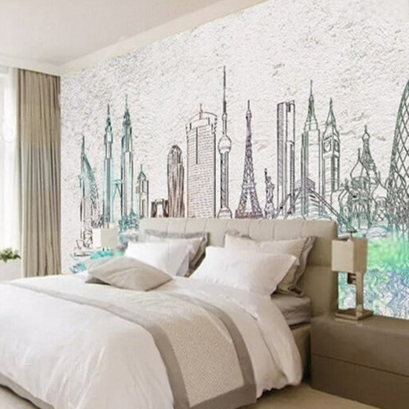 ภาพวาดสีน้ำทันสมัย ภาพเงาเมือง - Commercial Wallpaper Printing บทวิจารณ์และราคา