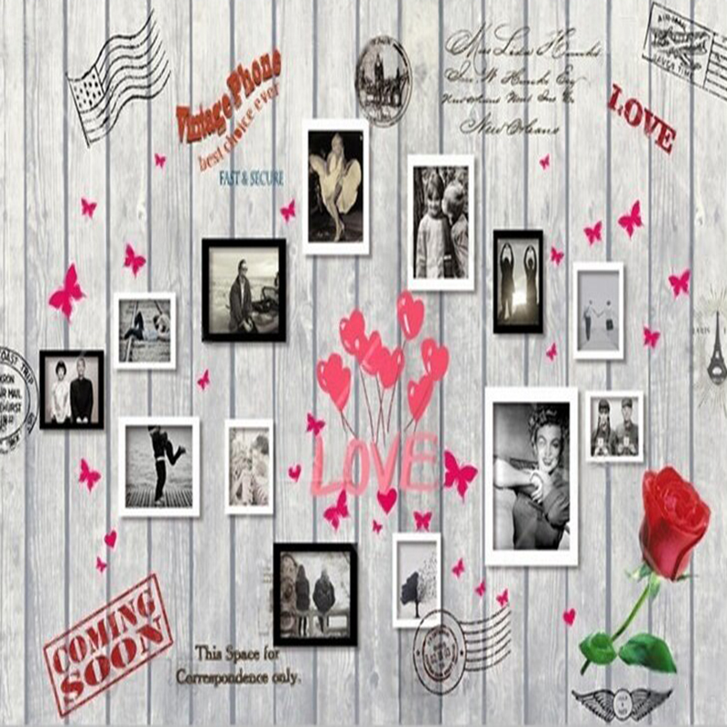 ภาพลายไม้รูปหัวใจสไตล์ยุโรปและ - Commercial Wallpaper Printing บทวิจารณ์และราคา