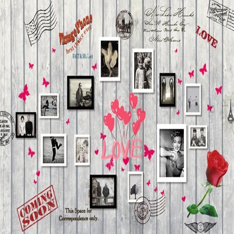 ภาพลายไม้รูปหัวใจสไตล์ยุโรปและ - Commercial Wallpaper Printing บทวิจารณ์และราคา